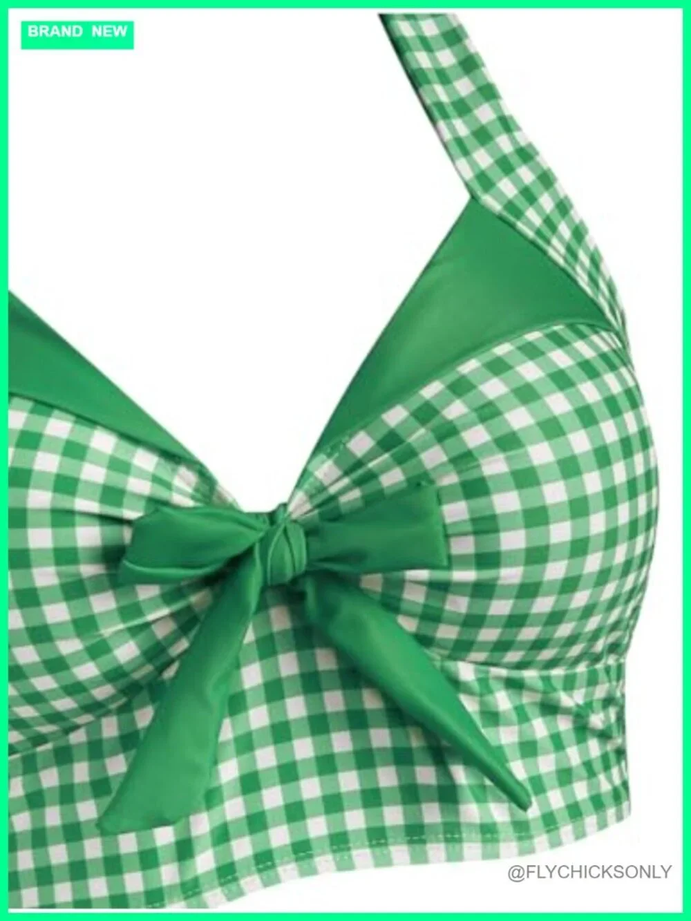 High Waisted Tankini Set Retro Plaid Tummy Control Two Piece Swimsuit